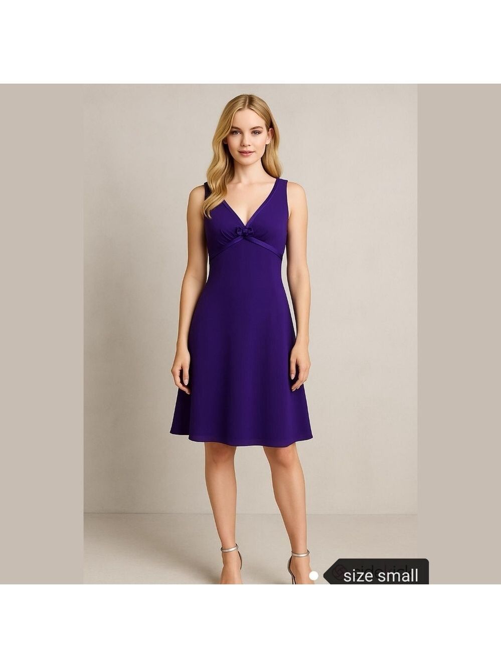 Evan Picone Royal Purple Dress Empire Cut Size 4